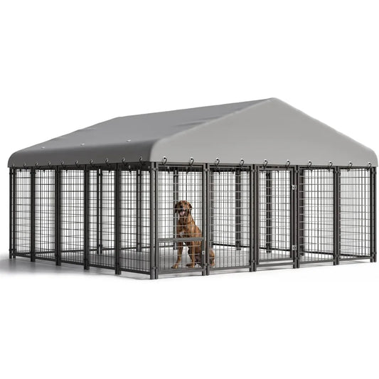 10X10FT Large Heavy-Duty Outdoor Dog Cage with Roof