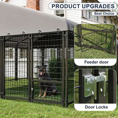 10X10FT Large Heavy-Duty Outdoor Dog Cage with Roof