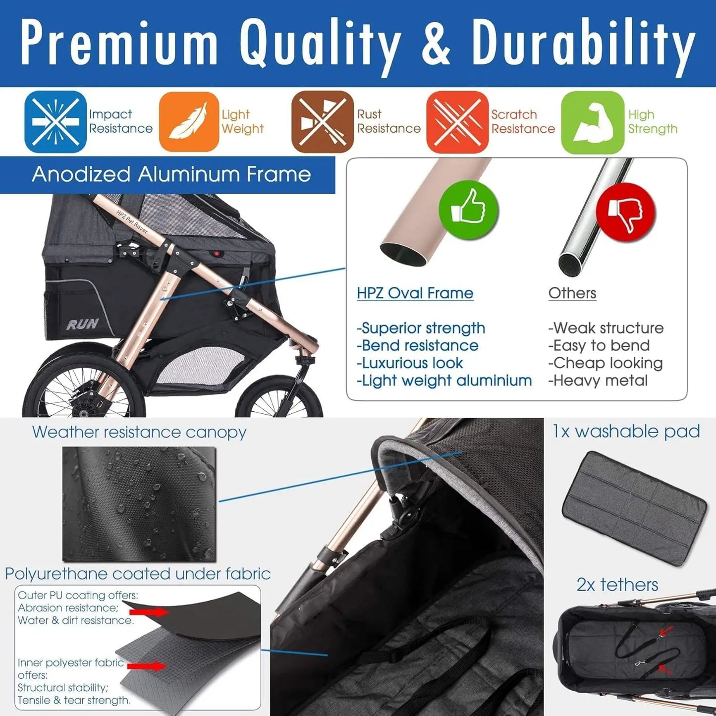 Jogging Sports Stroller with Comfort Rubber Wheels