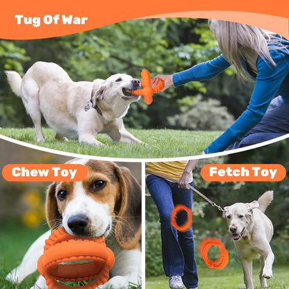 2 Rings Natural Rubber Chew Toy for Large Dogs