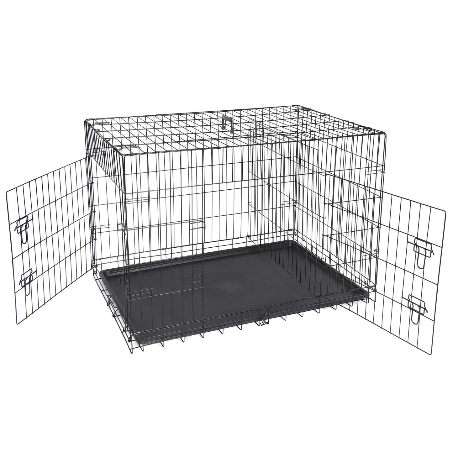 US42 inch folding metal cage dog kennel double door