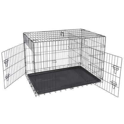 US42 inch folding metal cage dog kennel double door