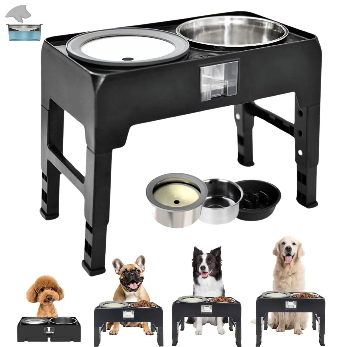 Adjustable Raised Feeder With Double Stainless Bowls