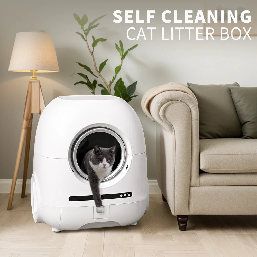 Self-cleaning cat litter box