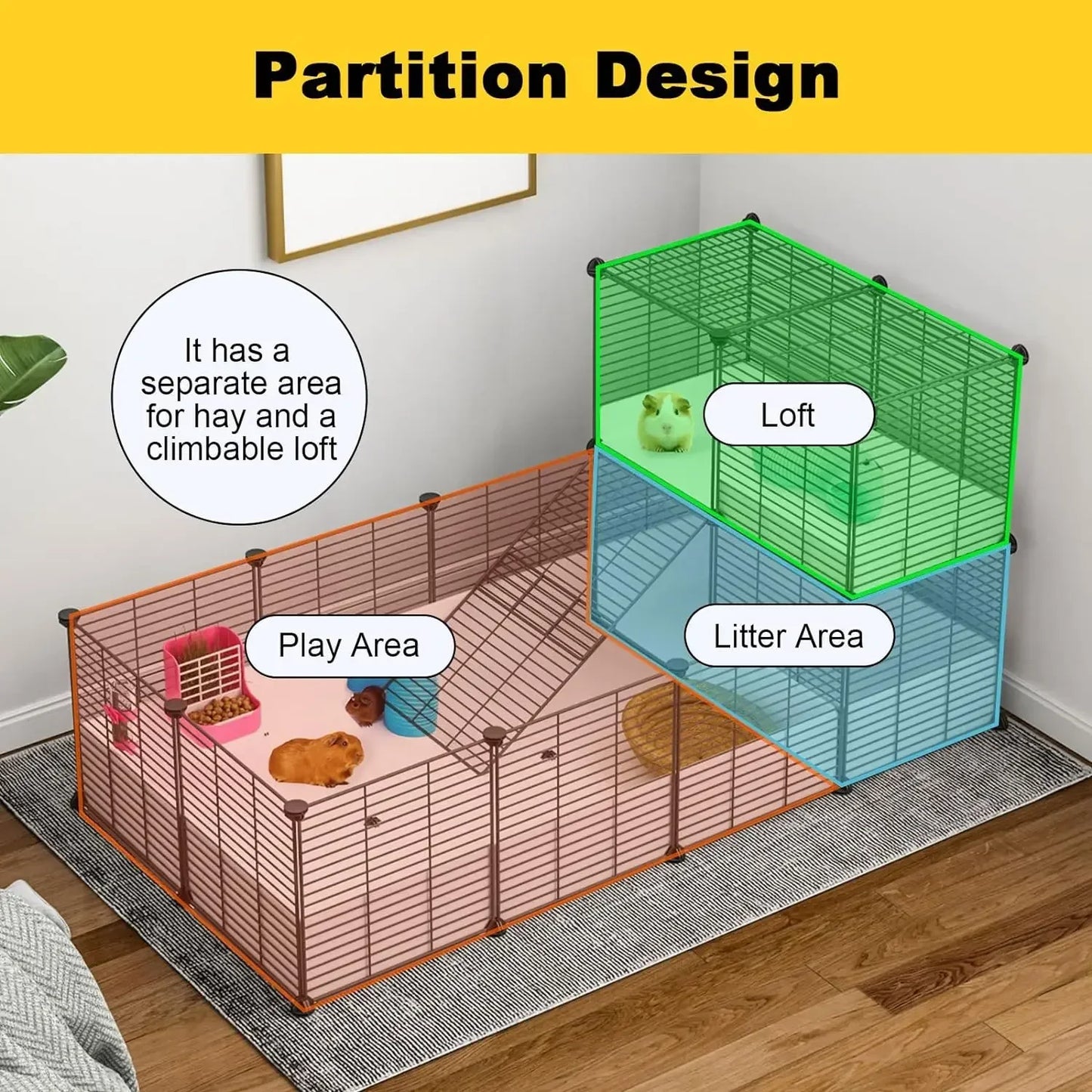 Habitat Cage with Waterproof Plastic Bottom for Small Pet