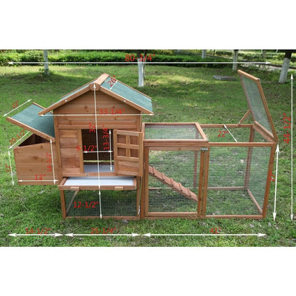 Outdoor 80'' Weatherproof Wooden Chicken Coops Nest Box