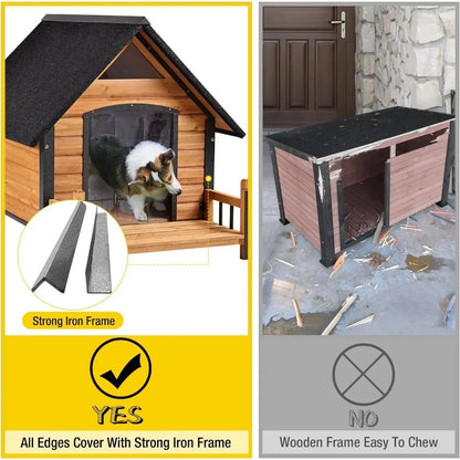 Outdoor medium-sized dog home with porch