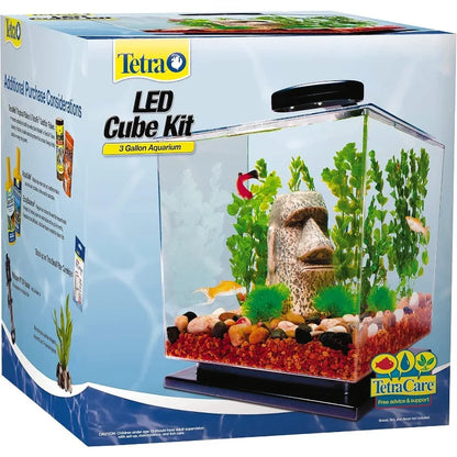 LED Cube Shaped 3 Gallon Aquarium with Pedestal Base