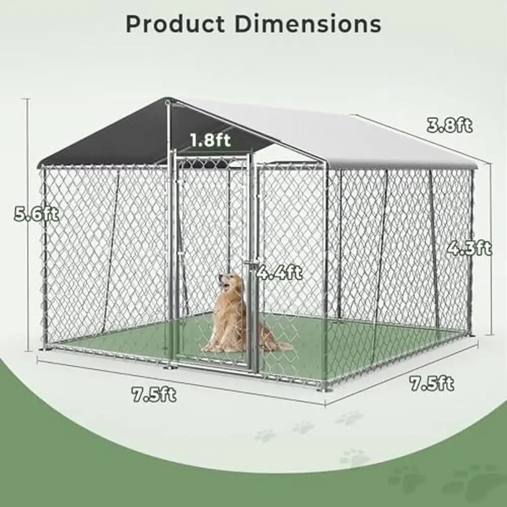 Dog Kennel 7.5×7.5×5.6FT with Roof Heavy Duty