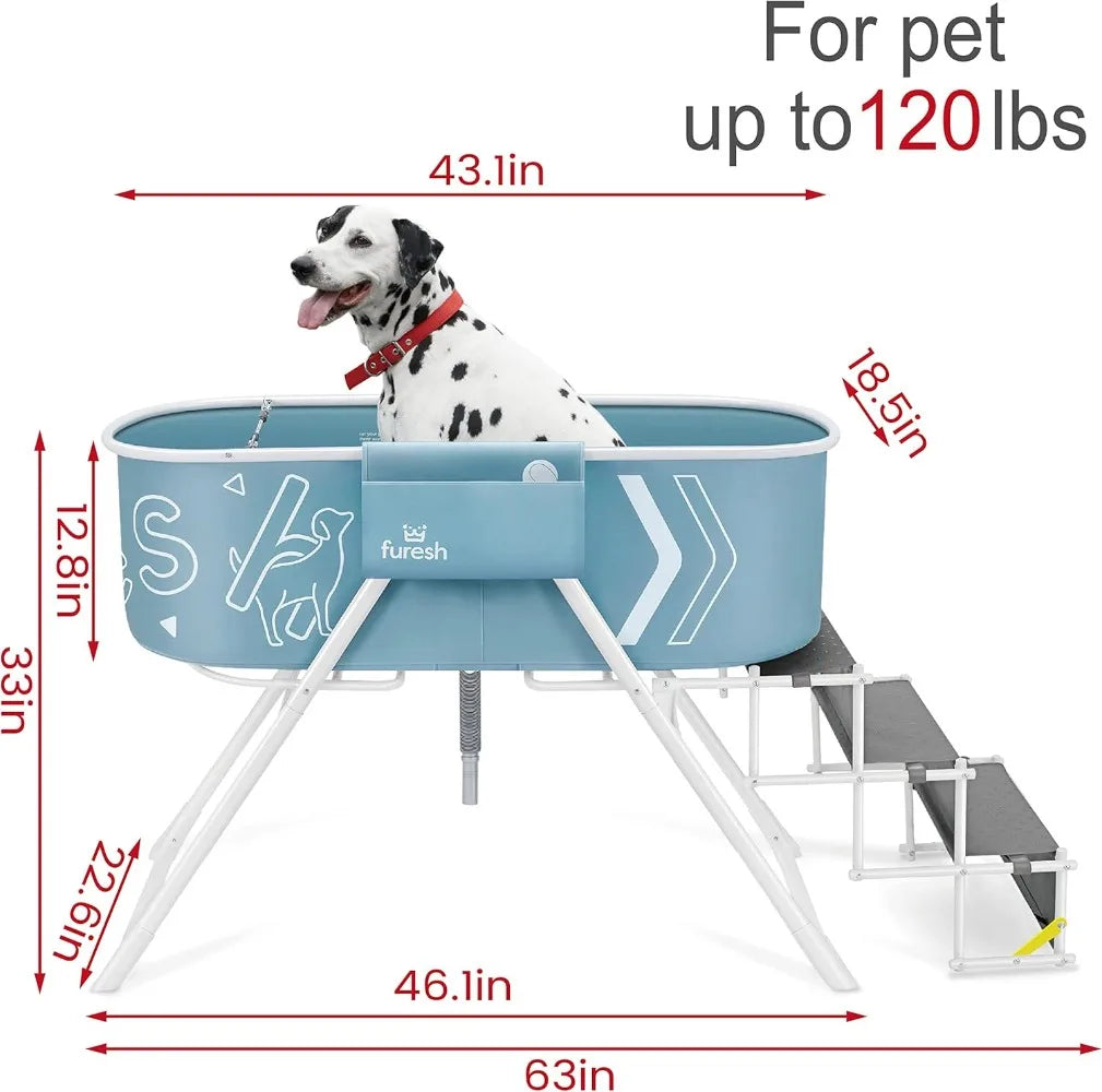 Dog Bath Tub with Stairs Elevated Portable Foldable