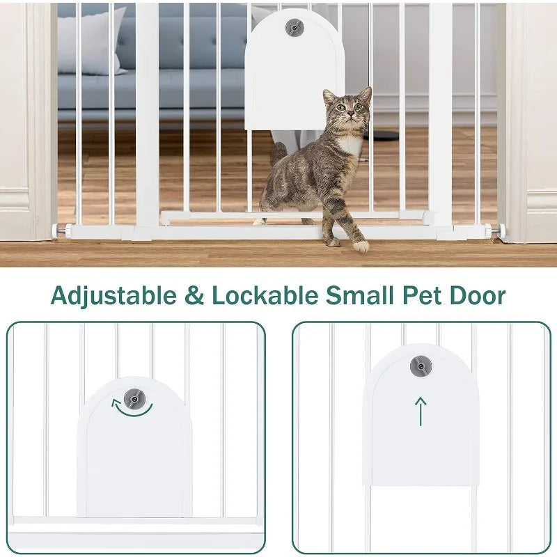 Gate with Cat Door Walk Thru Pet Gate