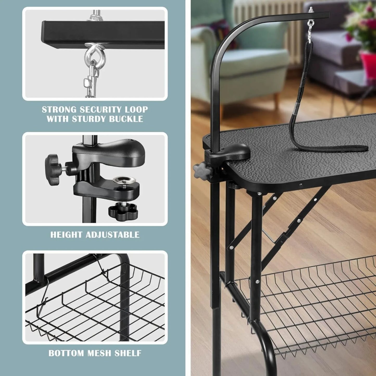 US 32"/36in./46in Dog Grooming Table, Adjustable W/Arm