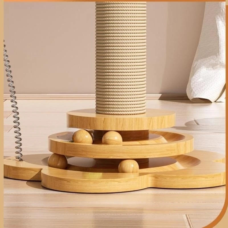 Solid Wood Cat Turntable Funny Cat Stick Grab Column