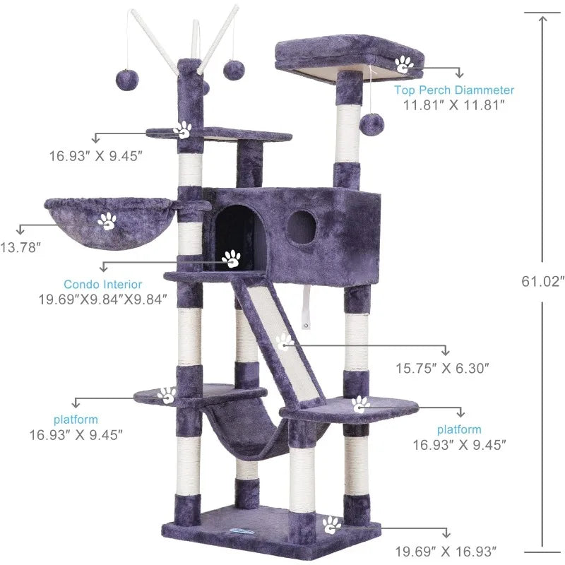 Cat Tree, 61 inch Cat Tower