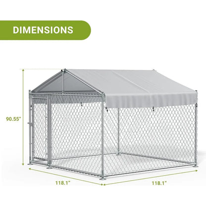 10' x 10' x 7.5' Large Dog Kennel, Outdoor Pen with Roof