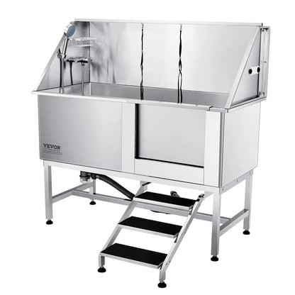 62" Pet Bathing Station w/Stairs, Professional Stainless Tub