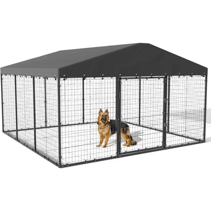 Large Outdoor Dog Kennel, Heavy Duty Cage with Roof