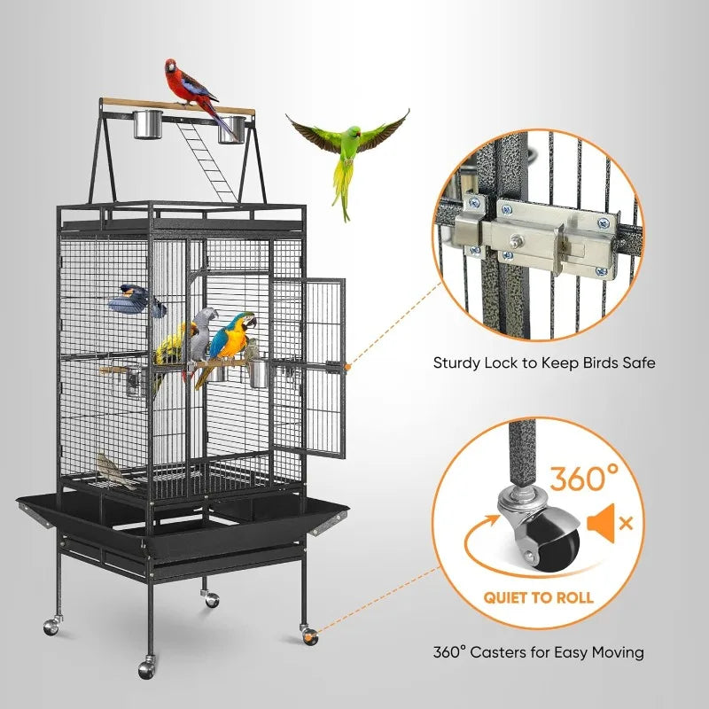 68-inch Large Bird Cage with Rolling Stand