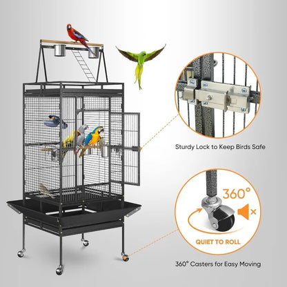 68-inch Large Bird Cage with Rolling Stand