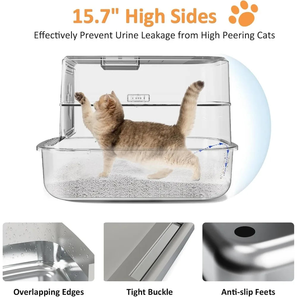 Stainless Steel Enclosed Cat Litter Box