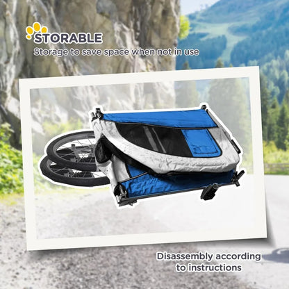 Bike Trailer 2-in-1 Stroller with Canopy & Storage Pockets