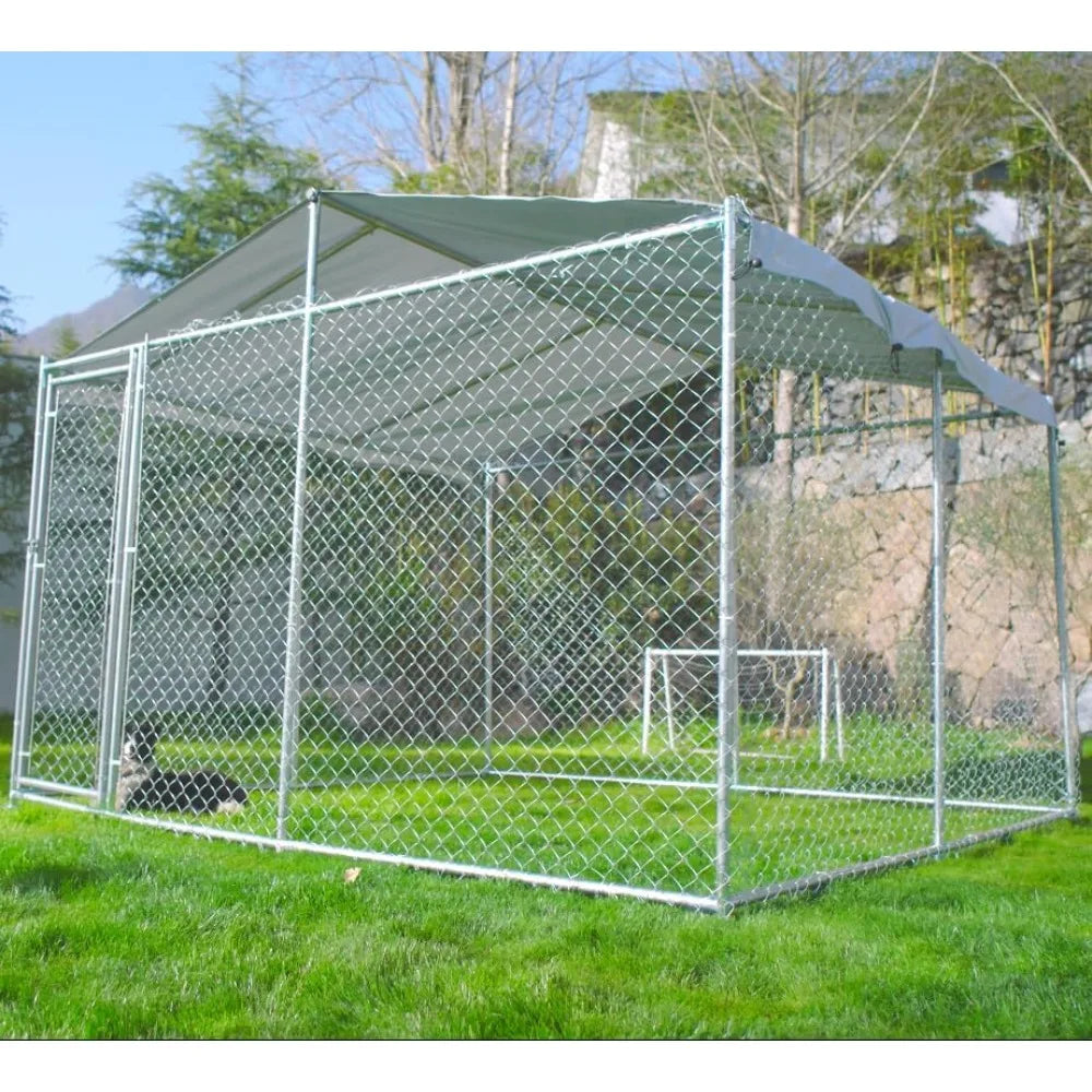 10' x 10' x 7.5' Large Dog Kennel, Outdoor Pen with Roof