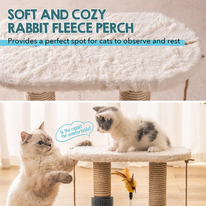 Scratching Post with Soft Rabbit Fleece Perch