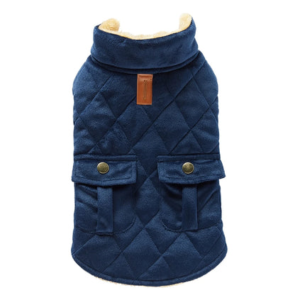 Winter plush checkered double bag coat dog jacket