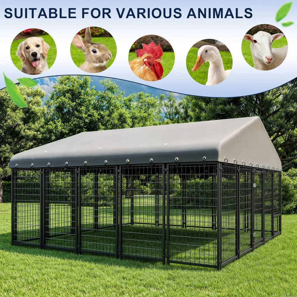 10X10FT Large Heavy-Duty Outdoor Dog Cage with Roof