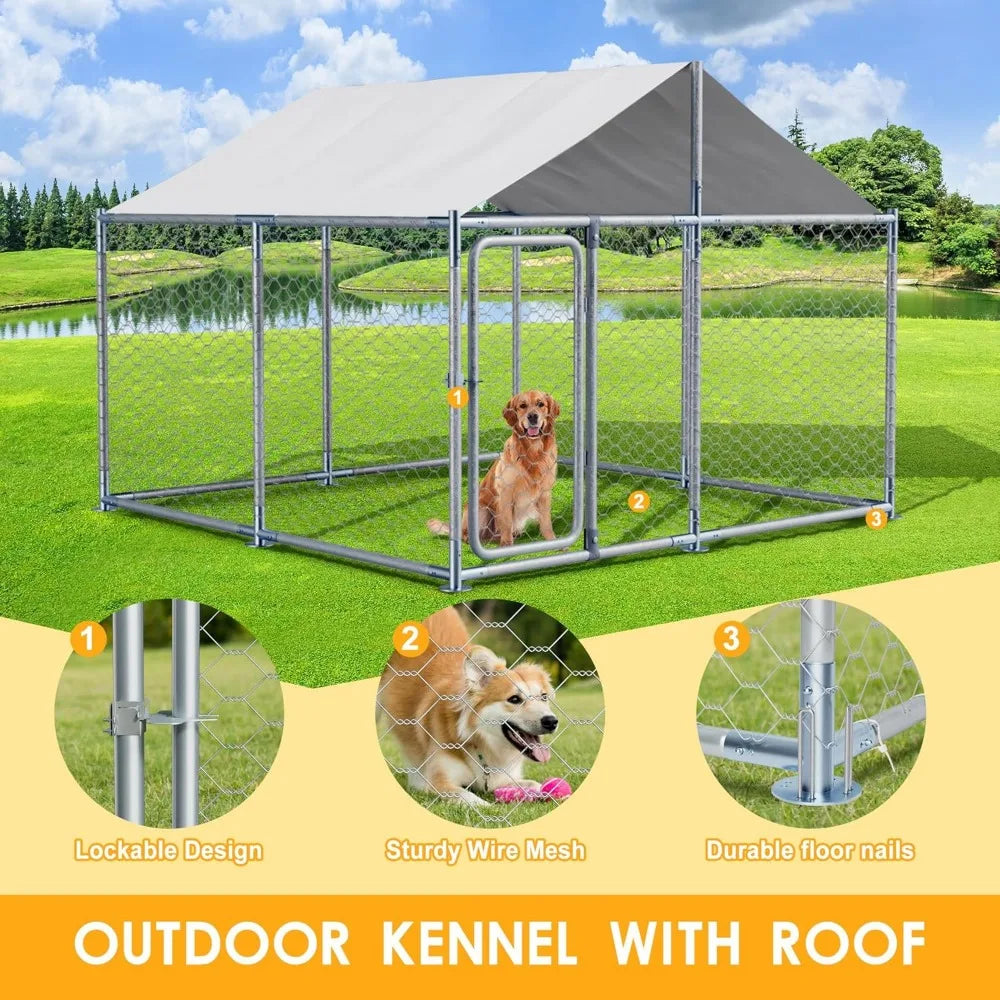 Large Outdoor Dog Kennel with Roof