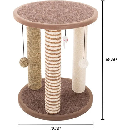 3 Scratch Posts with Carpeted Base Play Area