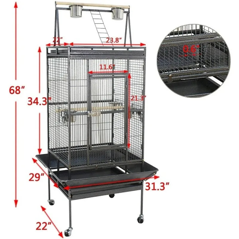 68-inch Large Bird Cage with Rolling Stand