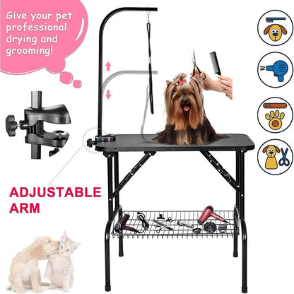 US 32"/36in./46in Dog Grooming Table, Adjustable W/Arm