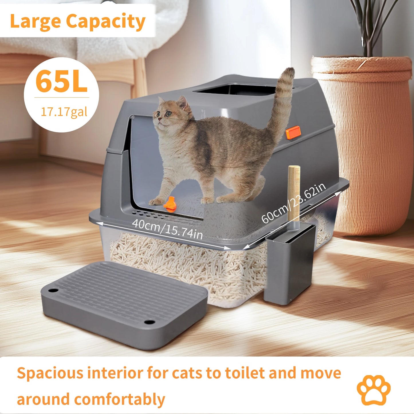 Enclosed Cat Litter Box Front Top Exit