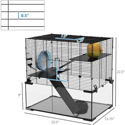 3 Tiers Hamster Cage w/Deep Glass Bottom