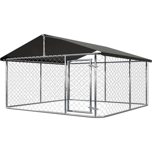 Outdoor Heavy Duty Dog Kennel Steel Fence (6.56‘x 6.56’)