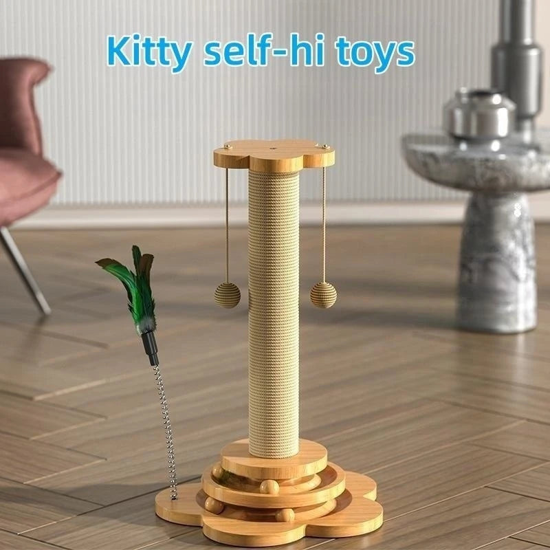 Solid Wood Cat Turntable Funny Cat Stick Grab Column