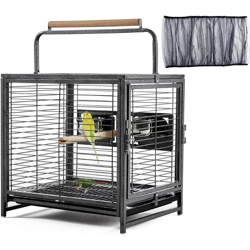 25.5'' Wrought Iron Bird Cage with Perch & Seed Guard