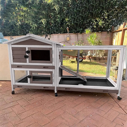 Rabbit Hutch Outdoor Indoor Rabbit Cage with Wheels