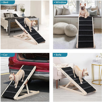 Wooden Adjustable Ramp for All Dogs and Cats