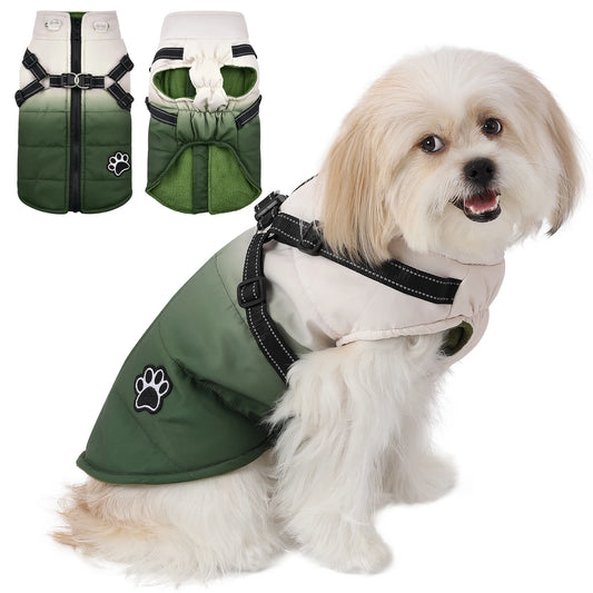 Jacket With Harness Winter Warm Dog Coat