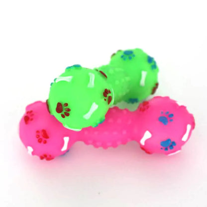 Solid PVC Paw Print Dumbbell  Chew Interactive Squeaker