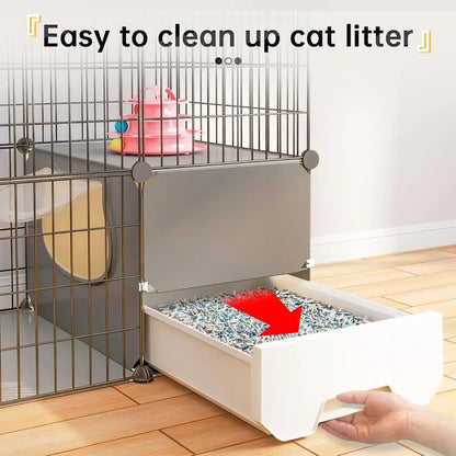 Cat Cage with Litter Box,4-Tier Enclosures