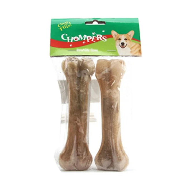 Dog Bones Chews Toys Leather Cowhide Bone