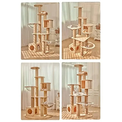 Real Wood Cat Tree Tower Condo