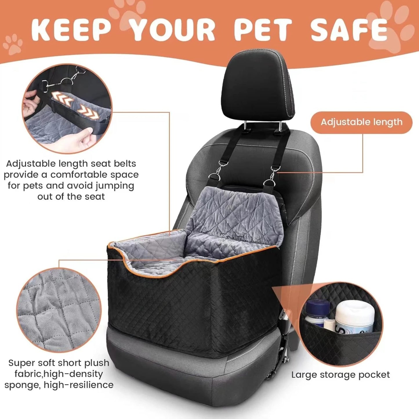 Memory Foam Booster Dog Car Seat