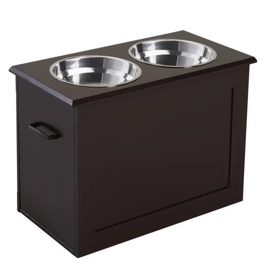 Raised Feeding Storage with 2 Stainless Steel Bowls