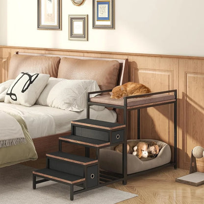 Bunk Bed with Stairs and Storage, Dogs/Cats Window Perch
