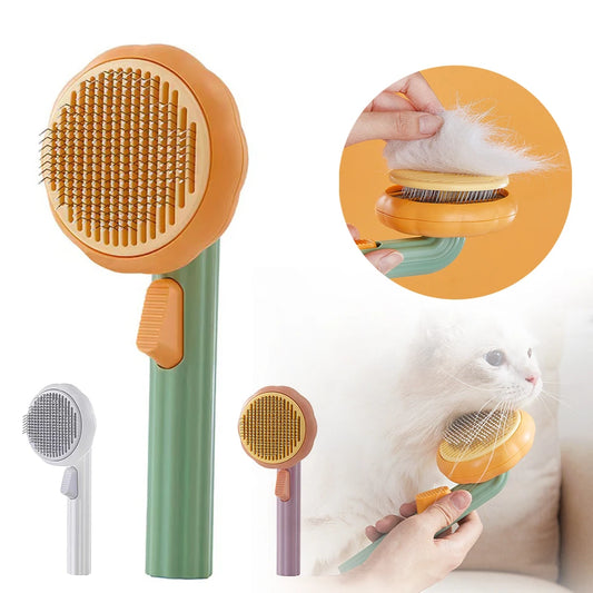 Pumpkin Cat Dog Brush Self Cleaning Brush