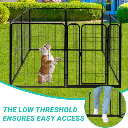 Dog Fence, 32" Height 8 Panels Metal Pen Indoor/Outdoor